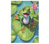Big Eyed Grenouille Puzzles Adulte 1000 Pieces Cadeau Famille Puzzle Classique 3D EnfantsJouet en Bois Cadeau Unique （78×53cm）