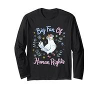 Big Fan of Human Rights Citation Oiseau Mignon Floral Manche Longue