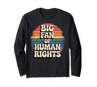 Big Fan of Human Rights Rainbow Equality Retro Manche Longue