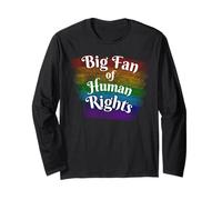Big Fan of Human Rights Rainbow Equality Retro Manche Longue
