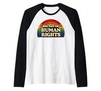 Big Fan of Human Rights Rainbow Equality Retro Manche Raglan