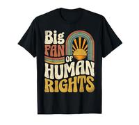 Big Fan of Human Rights Retro Groovy Vintage Sun T-Shirt