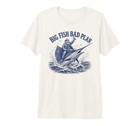 Big Fish Bad Plan Capitaine de pêche en Eau salée T-Shirt Haut de Gamme