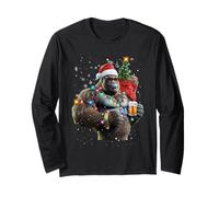 Big Foot Gorilla Santa Hat Drink Christmas Tree Christmas Pyjamas Manche Longue