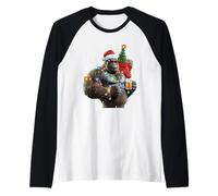 Big Foot Gorilla Santa Hat Drink Christmas Tree Christmas Pyjamas Manche Raglan