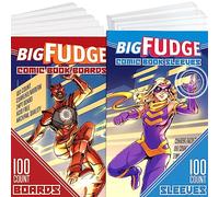 BIG FUDGE 100 Pochettes pour Comics et 100 Supports en Carton - Pochette de Protection Transparente sans Acide de 17.5x25.5 cm et Support de 15x25.5 cm - Protège Manga et BD