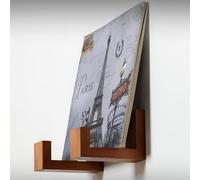 Big Fudge Lot de 2 supports muraux en bois pour vinyles - Rangement mural pour disques vinyles - Peut contenir 15 disques par étagère - Marron