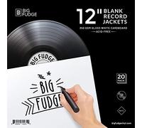 Big Fudge Pochette Vinyle Pro Blank - 30 cm, Blanc - 20 Pochettes Vinyles (350gsm) - Protection pour Disque Vinyle - Pochette Intérieure et Extérieure pour 33 Tours
