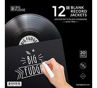 BIG FUDGE Pochette Vinyle Pro Blank - 30 cm, Noir - 20 Pochettes Vinyles (400gsm) - Protection pour Disque Vinyle - Pochette Intérieure et Extérieure pour 33 Tours