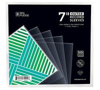BIG FUDGE Pochettes Extérieures Vinyles - 18cm x 50pcs - Pochette Transparente en Plastique pour Disque Vinyle 45 Tours - Durables et Infroissables - Épaisseur 3 mil, 18x18 cm