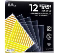 BIG FUDGE Pochettes Extérieures Vinyles - 30cm x 50pcs - Pochette Transparente en Plastique pour Disque Vinyle 33 Tours - Durables et Infroissables - Épaisseur 3 mil, 30x30 cm
