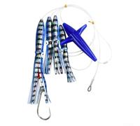 Big Game Fishing Teaser Rigged 22,5 cm 151 g Leurre de pêche à la traîne en plumes avec réfléchissant UV et design œil de poisson réaliste pour la pêche au thon et au calmar en eau salée (C 4)