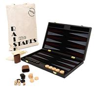 Big Game Hunters Ensemble de backgammon avec planche en bois pliable portable et sac de transport en coton pour 2 joueurs à partir de 3 ans