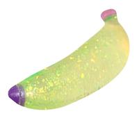 Big Glitter Banana Squishy, Silicone Sensory Squeeze Squishy Banana, Slow Rising Stress Ball for Boys Girls Teens Adults