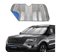 Big Hippo avant de voiture Pare-soleil Windshield-jumbo/Standard Pare-soleil Permet de garder le véhicule Cool-uv Ray Protector Sunshade-easy utiliser Sun Shade-silver/côtés Bleu (Taille : 139,7 x 69,8 cm)