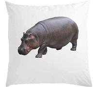 Big Hippo Hippopotame Coussin blanc 40 x 40 cm avec rembourrage blanc
