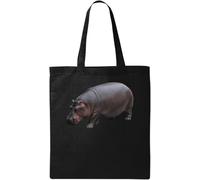 Big Hippo Hippopotamus Sac fourre-tout en coton naturel écologique Noir Taille unique, noir, One Size