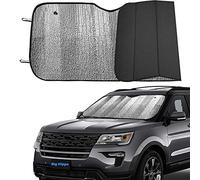 Big Hippo Paresoleil Avant de Voiture Paresoleil Jumbo Standard Garde Le véhicule au Frais et aux Rayons UV Paresoleil Pliable Facile à Utiliser Côtés argentés Noirs (Taille 5516 x 698 cm)