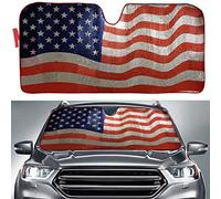 Big Hippo Sun Shade, Windshield Sun Shade American Flag Sunshades Keep Vehicle Cool Protect Your Car from Sun Heat & Glare Best UV Ray Visor Protector(Size: 63"X 28.5")