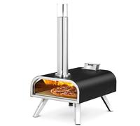 BIG HORN OUTDOORS Four à pizza à granulés de bois de 40,6 cm, poêle à pizza portable en acier inoxydable avec pierre à pizza pour extérieur, jardin, cuisine