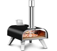 BIG HORN OUTDOORS Four à Pizza Extérieur 30,5 cm avec Pierre à Pizza - Four à Granulés de Bois Portable - Pour Camping, Pique-nique et Fête de Jardin - Noir