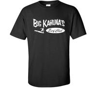 Big Kahuna's Surf Club Surfing Beach Waves White Print Unisex Tee Shirt 941 Black Manches Courtes(Medium)