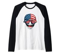 Big Laughing with America Casquette et Lunettes de Soleil Cool Manche Raglan