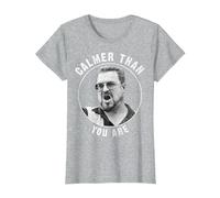 Big Lebowski Calmer Than You are T-Shirt, Femme, Gris Chiné, XL