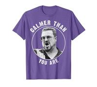 Big Lebowski Calmer Than You are T-Shirt, Homme, Violet Chiné, XL