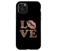 Big Lips Love Lettres imprimées léopard Rose Lèvres Valentine Love Coque pour iPhone 11 Pro