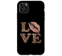 Big Lips Love Lettres imprimées léopard Rose Lèvres Valentine Love Coque pour iPhone 11 Pro Max