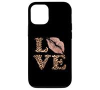 Big Lips Love Lettres imprimées léopard Rose Lèvres Valentine Love Coque pour iPhone 12/12 Pro