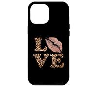 Big Lips Love Lettres imprimées léopard Rose Lèvres Valentine Love Coque pour iPhone 12 Pro Max