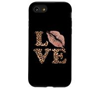 Big Lips Love Lettres imprimées léopard Rose Lèvres Valentine Love Coque pour iPhone SE (2020) / 7 / 8
