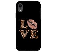Big Lips Love Lettres imprimées léopard Rose Lèvres Valentine Love Coque pour iPhone XR