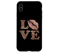 Big Lips Love Lettres imprimées léopard Rose Lèvres Valentine Love Coque pour iPhone XS Max