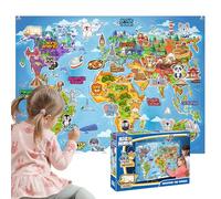 Big Minds - Découvrez Le Monde en Anglais | Jeux Educatif 4 Ans Panneau en Feutre | Jouet Montessori avec 48 Pièces | Carte du Monde Enfant Figurines Interactives | Cadeau Enfant 4 Ans.