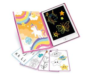 Big Minds - Tablette Dessin Enfant Rainbow Lcd | Tablette Magique Enfant 20 Pochoirs Réversibles | Ardoise Magique Format Livre | Jouet Enfants 4 Ans Effaçable | Cadeau Fille 5 Ans | Jouet 6 Ans