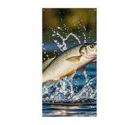 Big Mouth Bass Bait Couverture de porte Bannière 90 x 180 cm Bannières de fête Panneau de bienvenue saisonnier Décoration verticale à suspendre pour porche entrée Jardin Décor