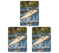 Big Mouth Bass Bait Lot de 3 désodorisants carrés à suspendre pour voiture, maison, bureau Noir
