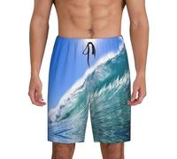 Big Ocean Wave Hd Short de sommeil doux pour homme, confortable et respirant, vêtements de nuit d'été, Noir , M