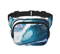 Big Ocean Wave Sac banane carré double couche Motif vague de l'océan, noir, One Size