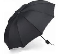 Big Oversize pliage coupe-vent fort vent pluie pluie parapluie UV Résistance Couverture - Noir