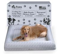 Big Paws Lit orthopédique rafraîchissant pour chiens de grande taille - Surface en soie glacée pour plus de confort, mousse à mémoire de forme durable, housse imperméable lavable, base antidérapante