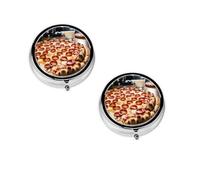 Big Pizza - Boîte à pilules ronde portable - Organiseur de pilules rond élégant pour compartiments de voyage Cadeau pour la gestion des médicaments