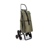 BIG POLAR - Chariot de course - 6 roues - Vert kaki - Tout-terrain, monte-escaliers facile, stable et spacieux - Parfait pour le