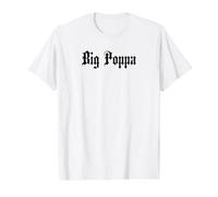 Big Poppa Dad Fathers Day Blackletter T-Shirt Graphique avec Valeur, Homme, Blanc, L