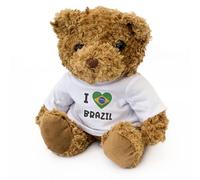 Big Red Egg Ours en peluche avec inscription « I Love Brazil Flag »