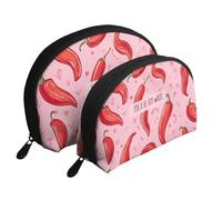 Big Red Pepper Lot de 2 trousses de maquillage portables Motif poivron rouge, blanc, Taille unique