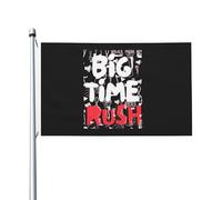 Big Rock Time Music Rush Drapeau Double Face 3x5FT - Décoration Murale Groupe de Musique - Fanfare Concert BTR - Pour Chambre, Salon, Extérieur - Cadeau Fan - Résistant aux Intempéries